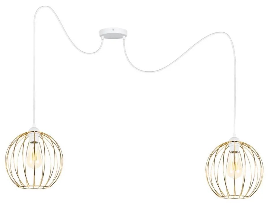 Csillár zsinóron MATT 2xE27/60W/230V pók fehér/arany