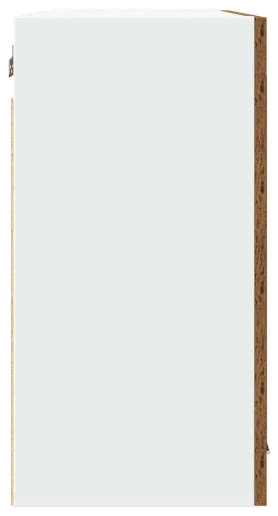 antik fa színű szerelt fa függő üvegszekrény 80 x 31 x 60 cm