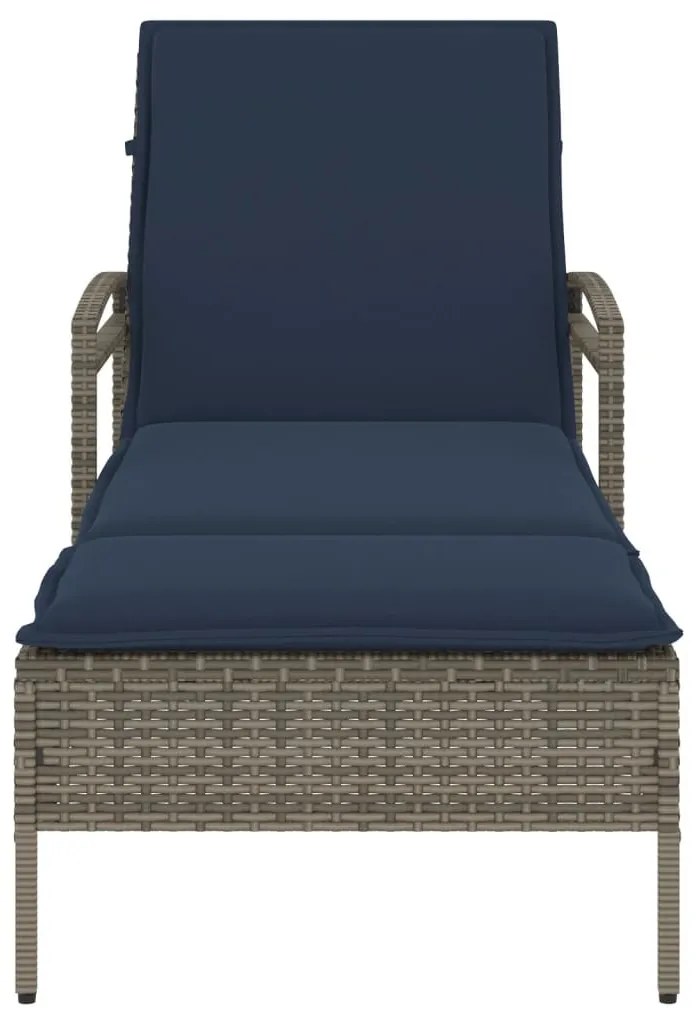 szürke napozóágy párnával 63 x 200 x 81 cm polyrattan (csak az USA-ban)