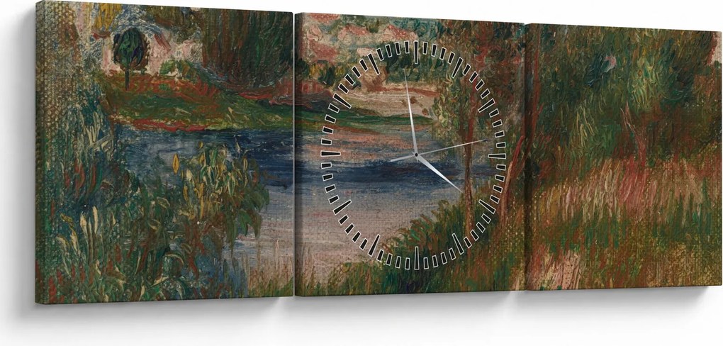 Kép - Auguste Renoir, Landscape at Vetheuil, reprodukciók (órával) (90x30 cm)
