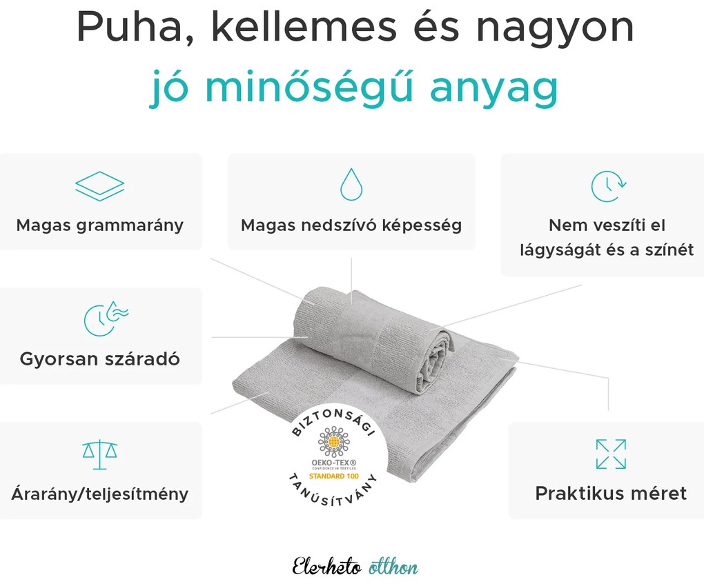 CARRARA törölköző szett 30x30 cm világosszürke 100% pamut, 3 db