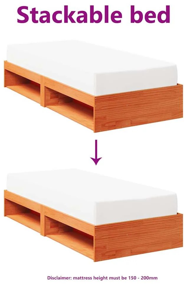 kanapéágy ágy matrac viaszbarna 100x200 cm tömör fa fenyőfa