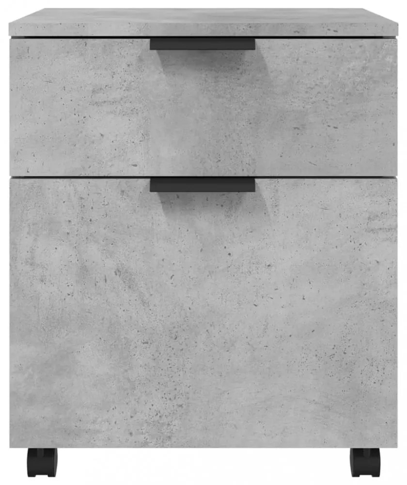 betonszürke szerelt fa mobil iratszekrény kerekekkel 45x38x45cm