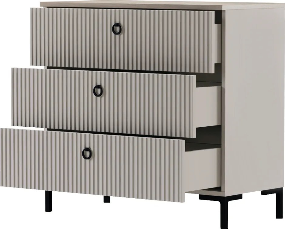 Komód, szürkésbarna Taupe/silverjack tölgy, DOMCA 3S