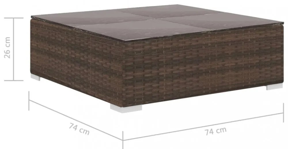 12-részes barna polyrattan kerti bútorszett párnákkal