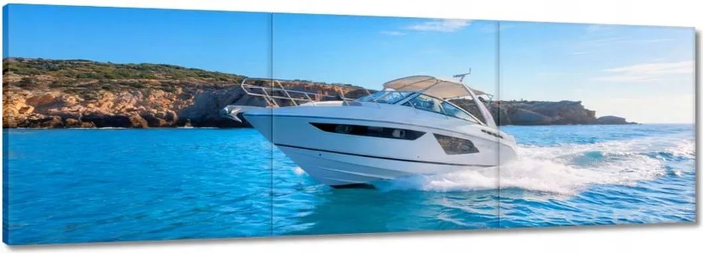 Vászonkép 90x30 Motorcsónak a tengeren