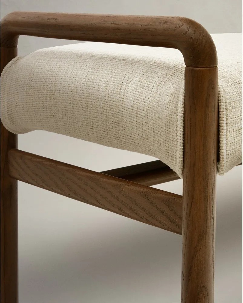 Krémszínű-natúr színű zsenília pad Macaret – Kave Home