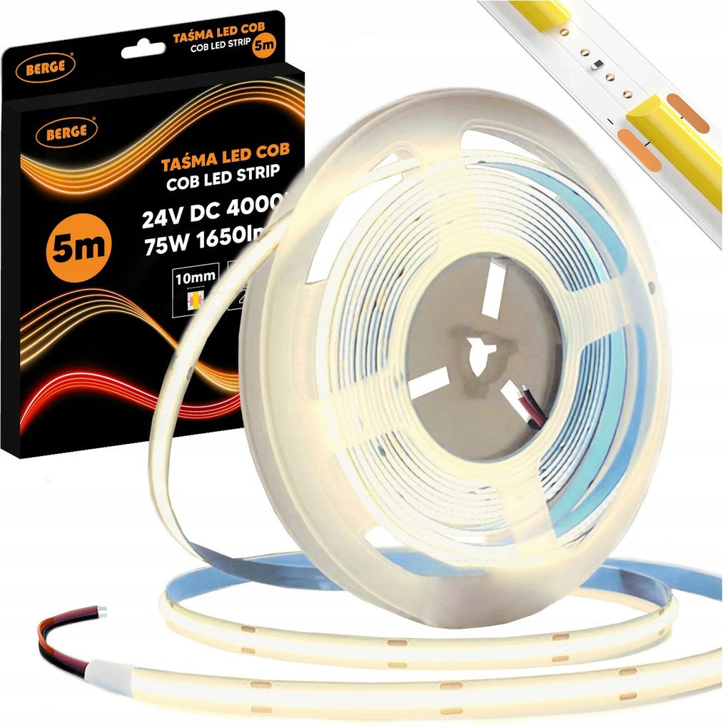 Led szalag Cob Neon 24V 5m 15W/m 528 dióda 75W 4000K Semleges Erős 1650lm/m