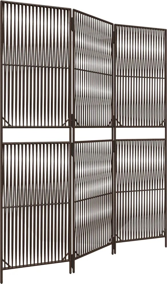 vidaXL barna 3-paneles polyrattan térelválasztó