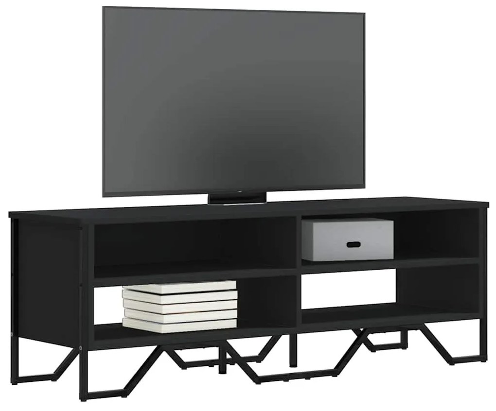 fekete szerelt fa TV-szekrény 122 x 34 x 41 cm