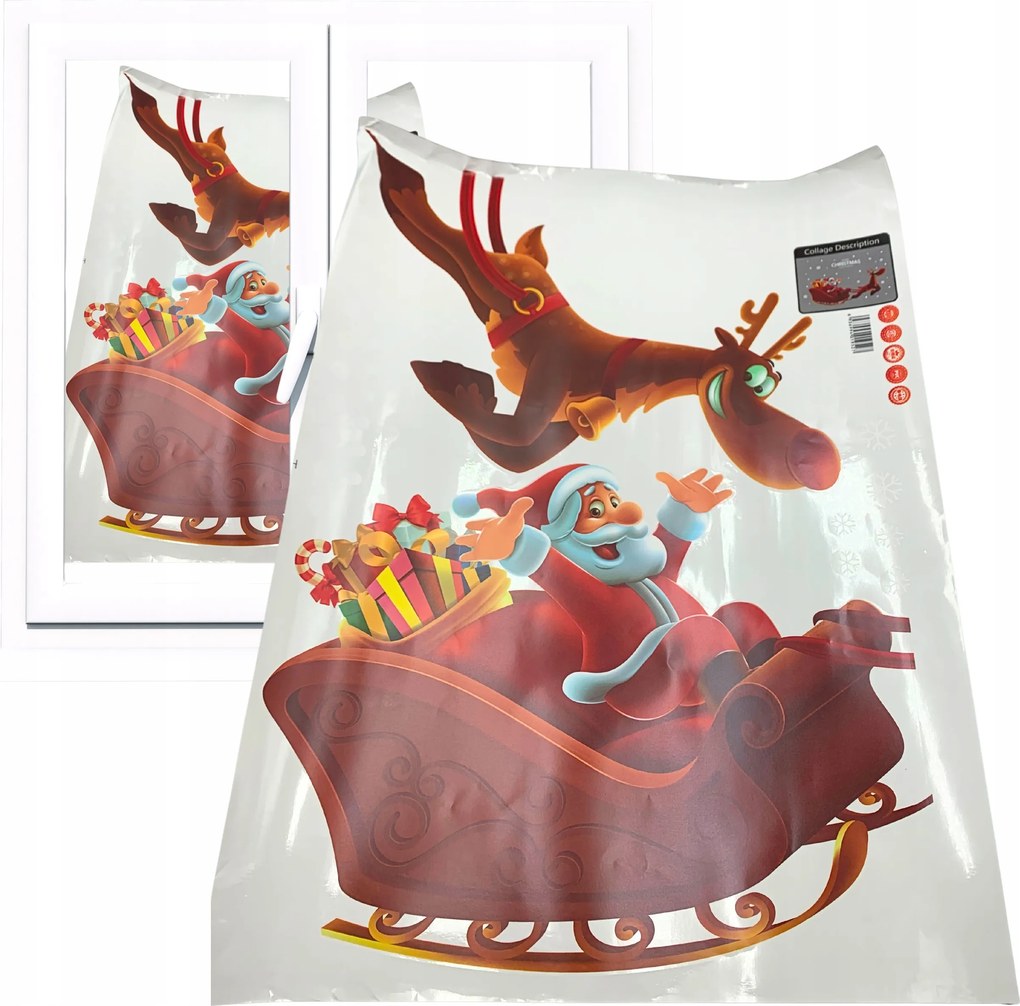 Karácsonyi Ablak Matrica Ajtó Dekoratív Ablak Mikulás Rénszarvas 40cm