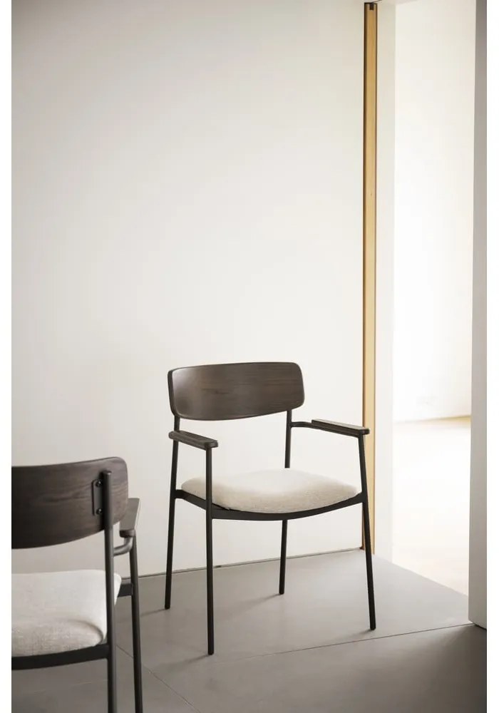 Krémszínű-sötétbarna étkezőszék szett 2 db-os Maymont – Rowico