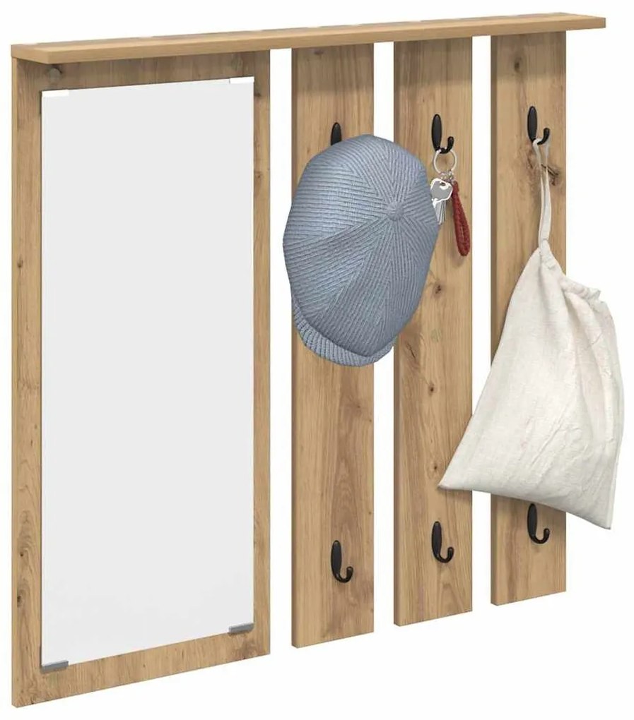 Fali Kabáthorog tükörrel kézműves tölgy 84 x 10 x 80 cm Faanyag