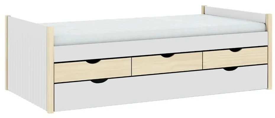 Fehér-natúr színű ágyneműtartós gyerekágy 90x190 cm Valka – Marckeric