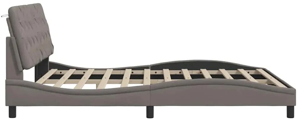 tópszínű szövet ágykeret LED-ekkel matrac nélkül 180 x 200 cm