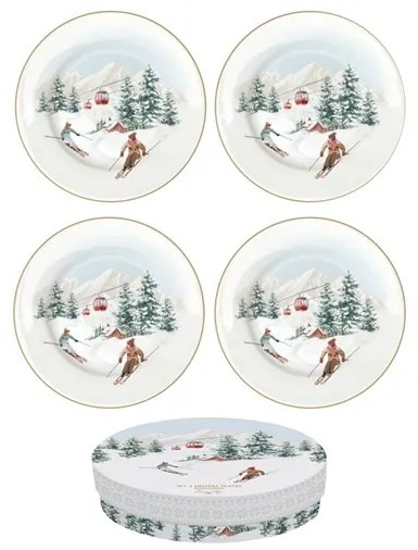 Karácsonyi porcelán desszertes tányér 4 db szett Chalet