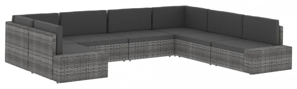 fekete polyrattan középső kanapéelem