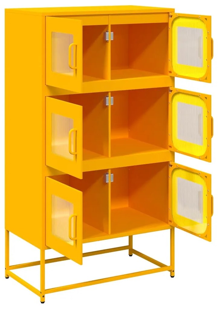 Highboard Mustársárga 68x39x123 cm Acél