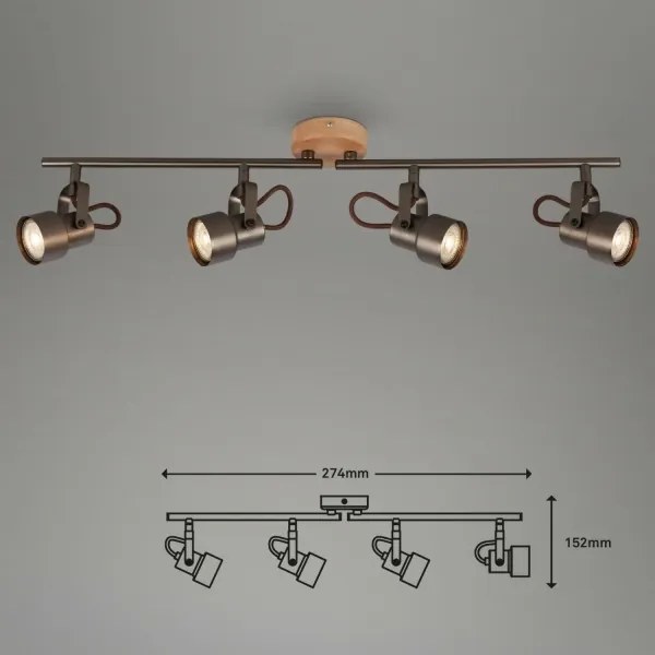 Briloner 2872-045 - LED Spotlámpa TAHUN 4xGU10/5W/230V 3000K barna