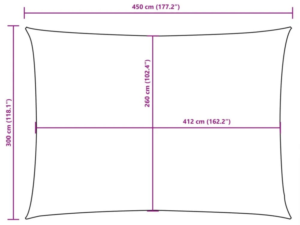 bézs téglalap alakú oxford-szövet napvitorla 3 x 4,5 m