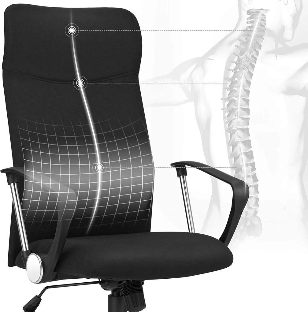 Irodai szék, Ergonomikus forgószék, 63 x (110-120) x 63 cm, fekete