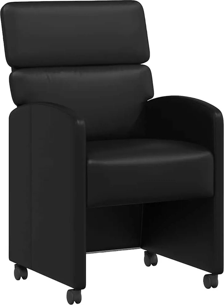 vidaXL Kerekes Étkező Székek 2 pcs Fekete 58 x 65 x 98 cm Műbőr