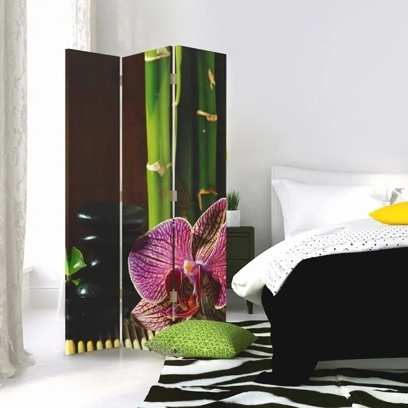 Gario Paraván Zen rózsaszín orchideával Méret: 145 x 170 cm, Kivitelezés: Klasszikus paraván