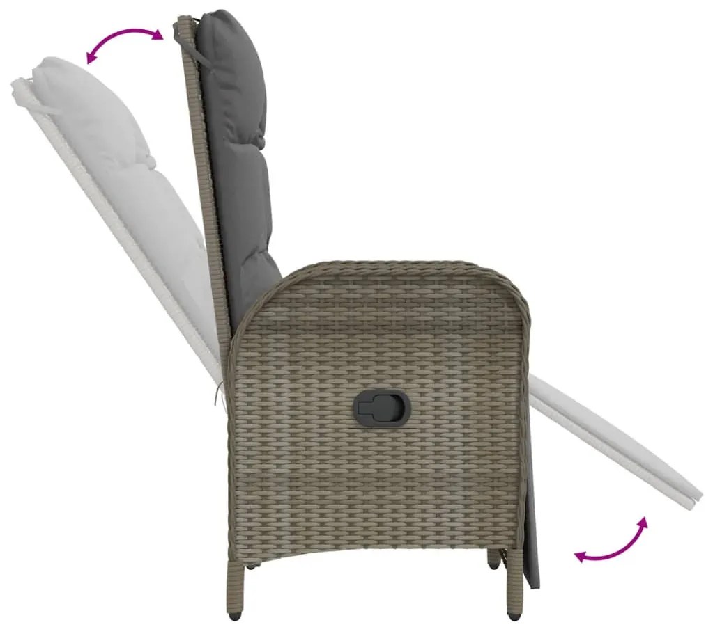 vidaXL 4 részes szürke polyrattan kerti étkezőszett párnával