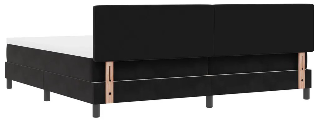 Boxspring Ágy Matraccal & LED Fekete 200x200 cm Bársonyos
