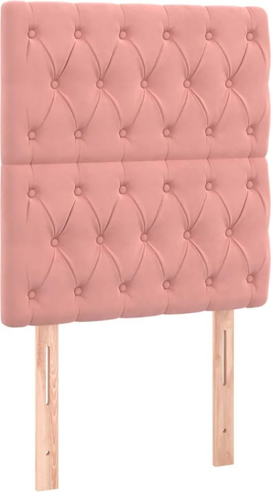 rózsaszín bársony fejtámla 80x7x118/128 cm