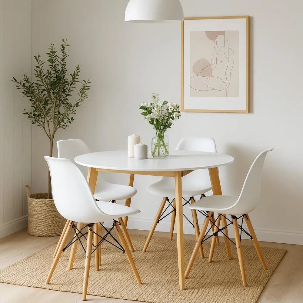 AVENBERG SKANDI Étkezőasztal - Ø105, fehér