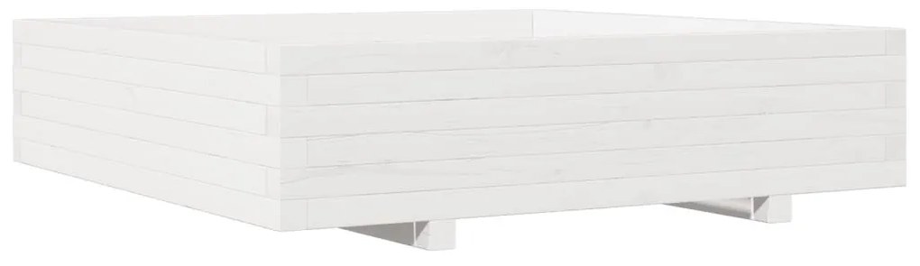 fehér tömör fenyőfa kerti virágláda 100 x 100 x 26,5 cm
