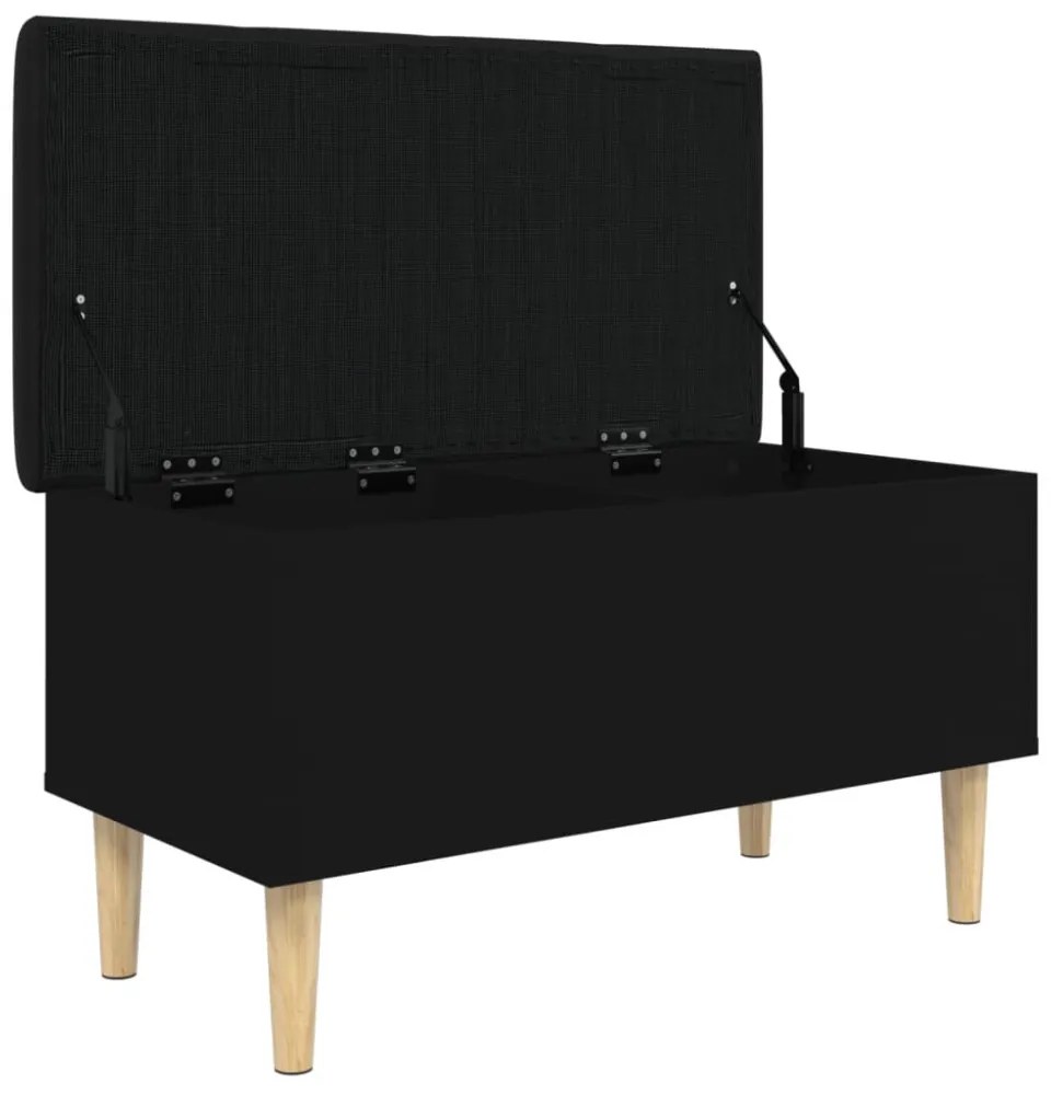 fekete szerelt fa tárolópad 82x42x46 cm