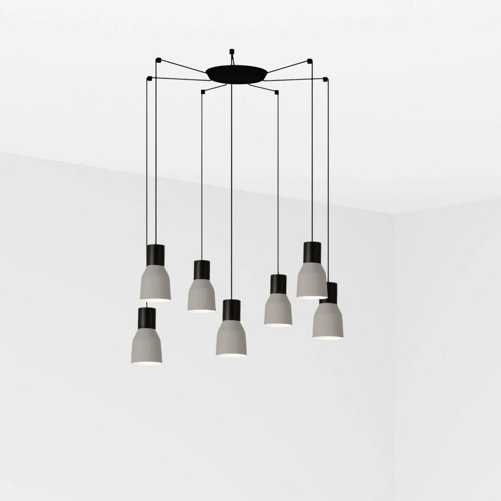 Faro Kombo 120 függeszték, szürke, ipari, 7x E27, acél