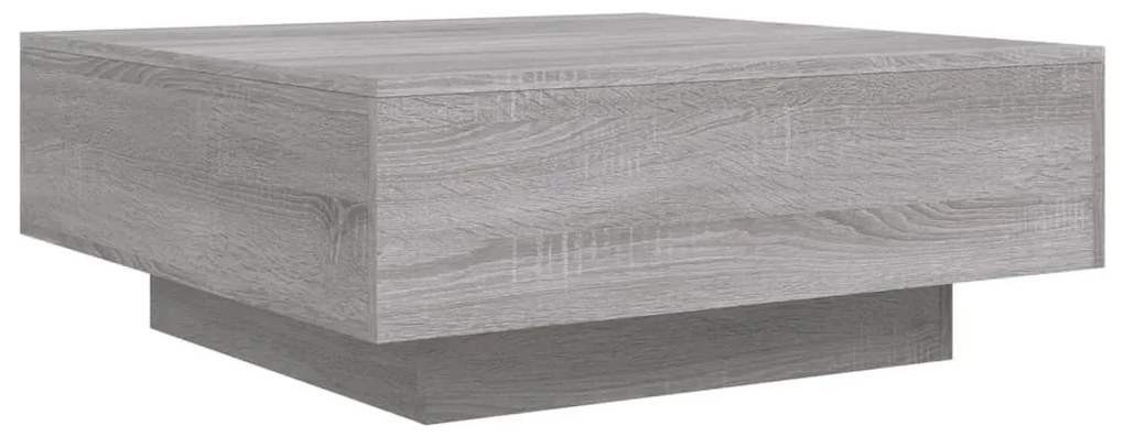 szürke sonoma színű dohányzóasztal LED-lámpákkal 80x80x31 cm