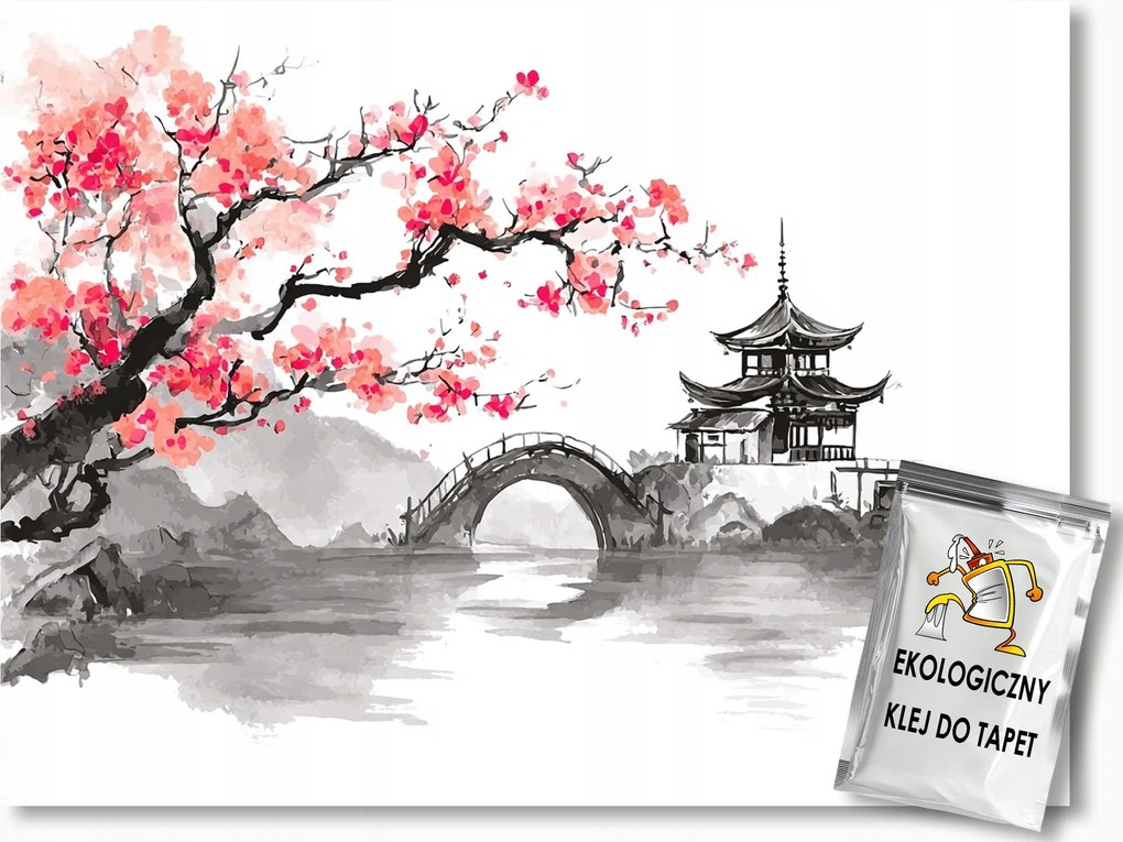 Fotótapéta Flizelina Tájkép Japán Pagoda Cseresznye Fa 368x254 ragasztó