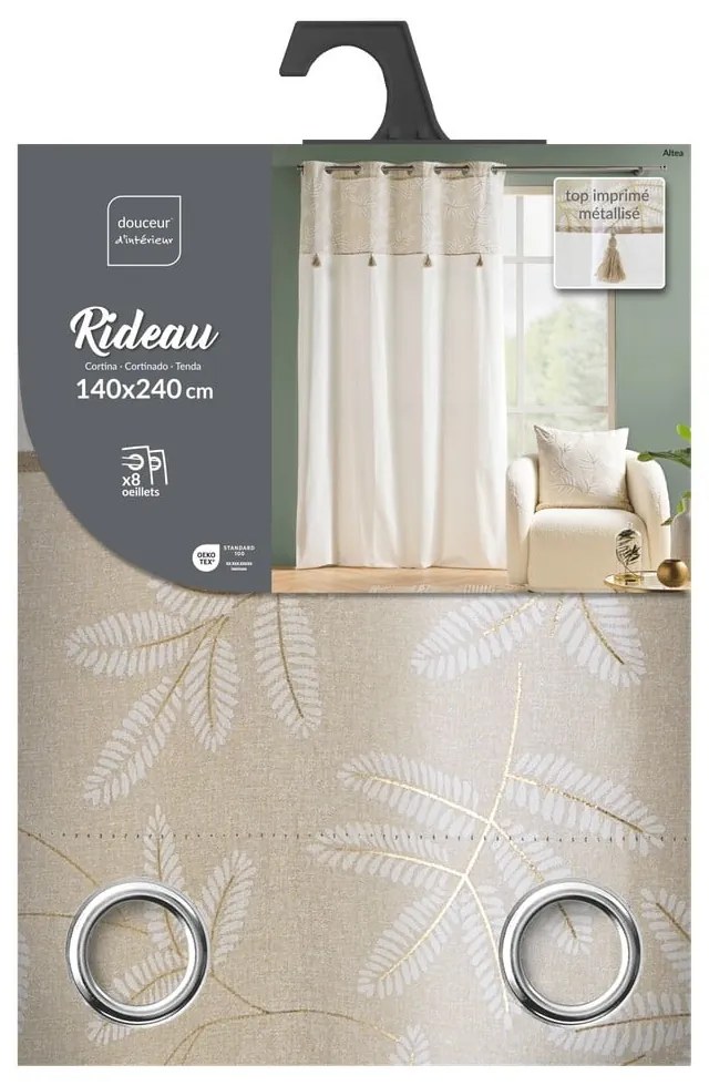 Fehér-bézs pamutkeverék függöny 140x240 cm Altea – douceur d'intérieur