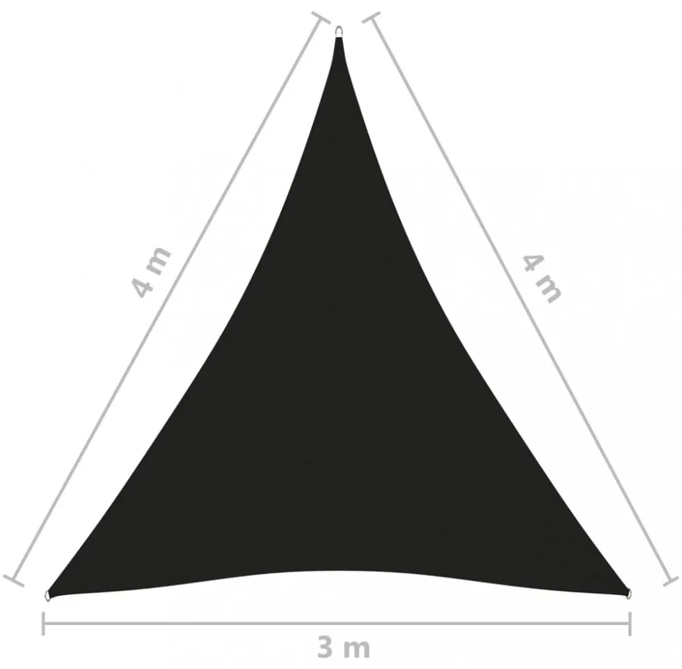 fekete háromszögű oxford-szövet napvitorla 3 x 4 x 4 m