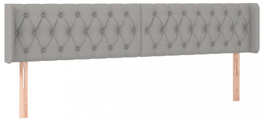 világosszürke szövet fejtámla szárnyakkal 203x16x78/88 cm