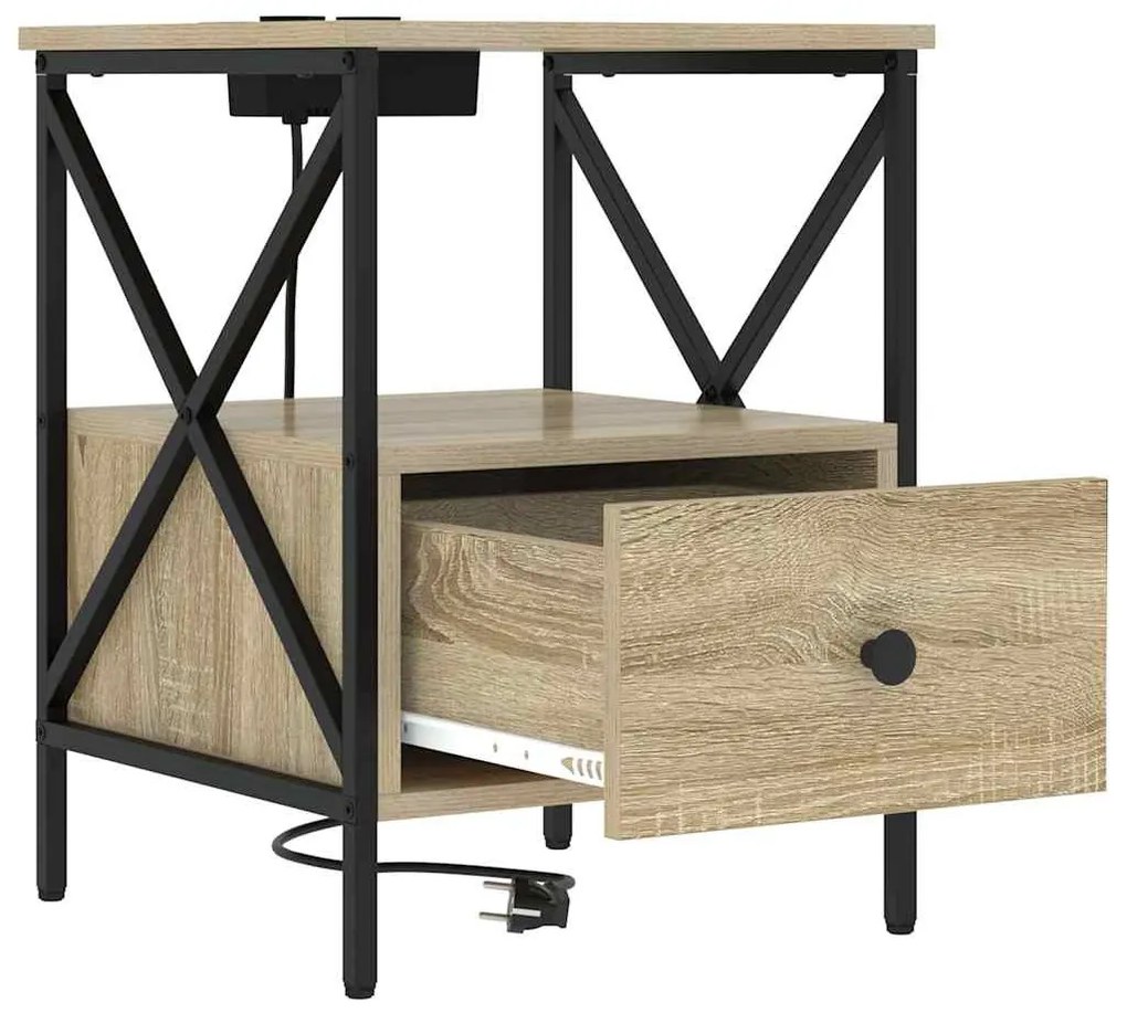 vidaXL Éjjeliszekrény 2 pcs Sonoma tölgy 41,5 x 40,5 x 55 cm Faanyag
