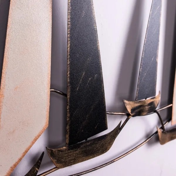 Fali dekoráció 52x117 cm fém vitorlás hajó
