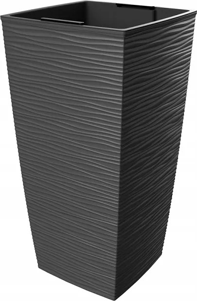 Aurora kis virágtartó betéttel Sötétszürke, vízszintesen bordázott 23x23x46cm