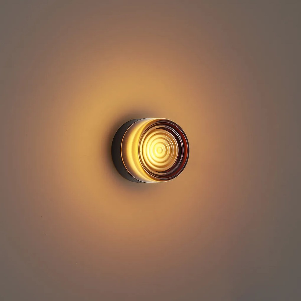 Design fali lámpa sötét bronz borostyánszínű üveggel IP44 - Michele