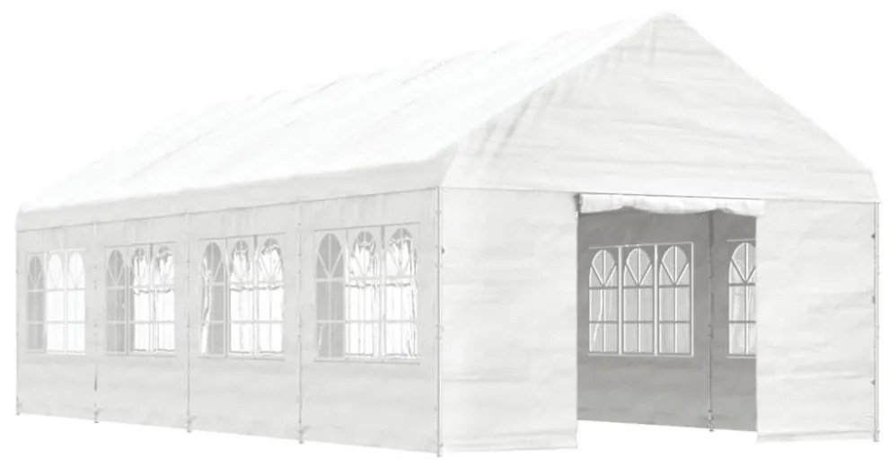 fehér polietilén pavilon tetővel 8,92 x 4,08 x 3,22 m