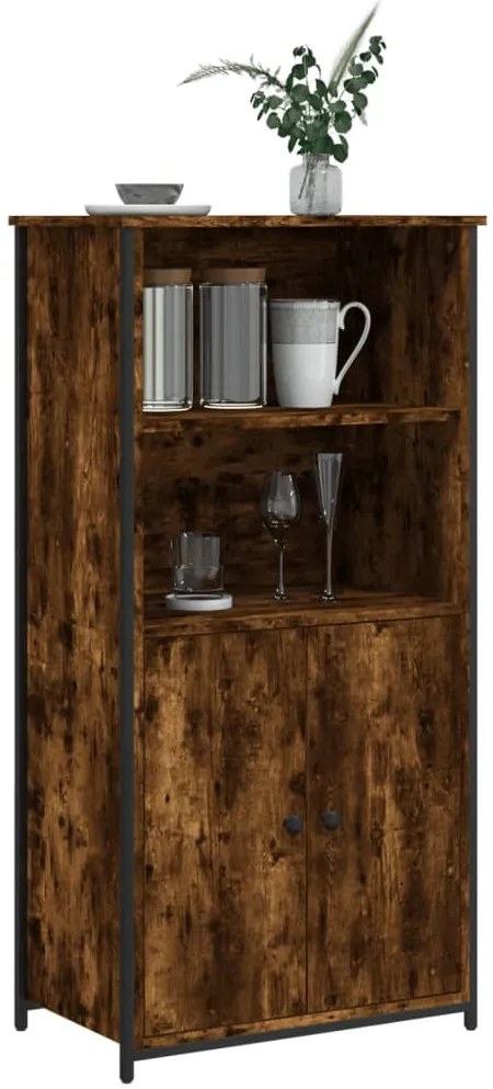 vidaXL füstös tölgy színű szerelt fa magasszekrény 62x36x121,5 cm