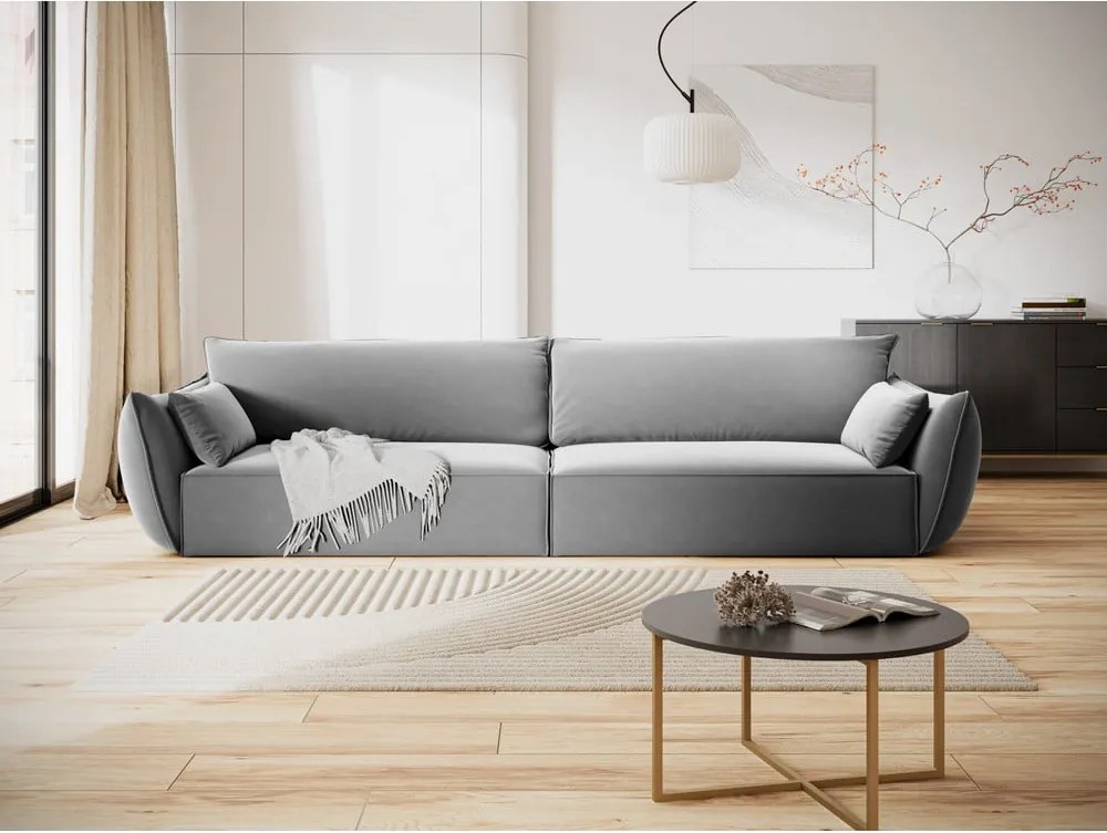 Világosszürke bársony kanapé 248 cm Vanda – Mazzini Sofas