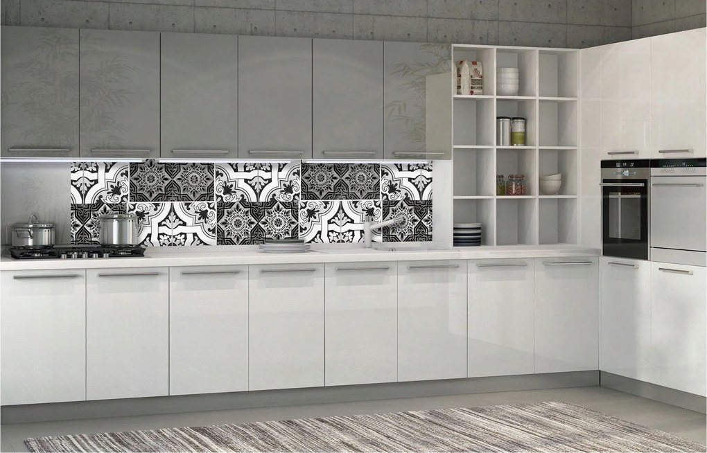 Fotótapéta flizelina Fekete-fehér Geometrikus minták a falra 250x60 +ragasztó