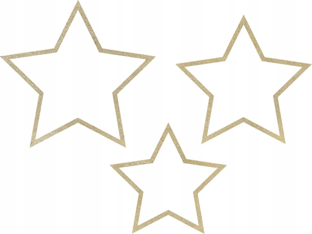 Karácsonyi dekorációs medálok Csillagok fából csillámokkal 3 db