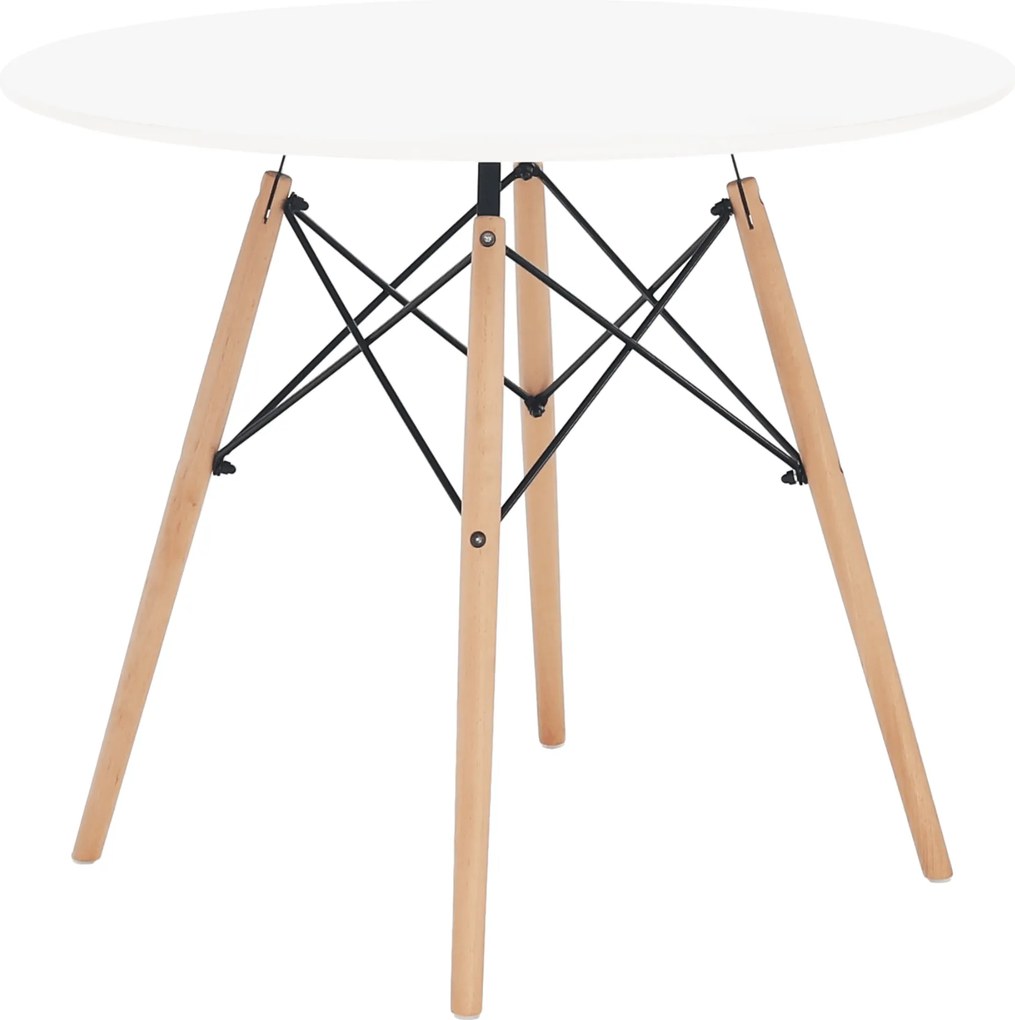 Étkezőasztal, fehér/bükk, átmérő 90 cm, GAMIN 2 NEW 90