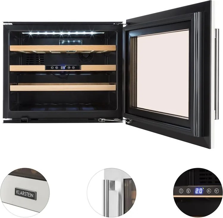 Klarstein Vinsider 24D, beépített borhűtő, 24 palack, rozsdamentes acél